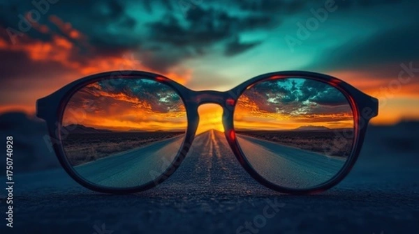 Obraz Sunset Road Viewed Through Sunglasses