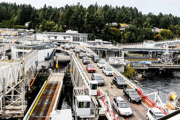 Fototapeta car loading ship