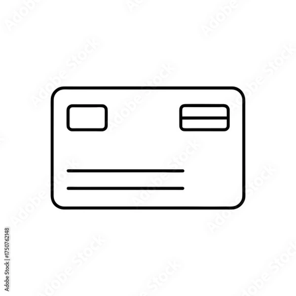 Fototapeta Simple credit card line icon on transparent background