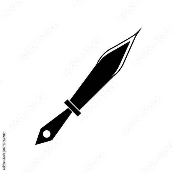 Fototapeta Simple black and white knife on transparent background