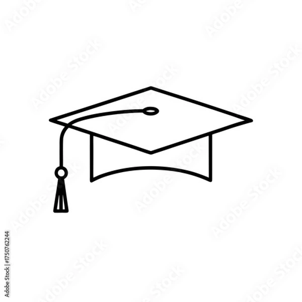 Fototapeta Graduation cap outline drawing on transparent background