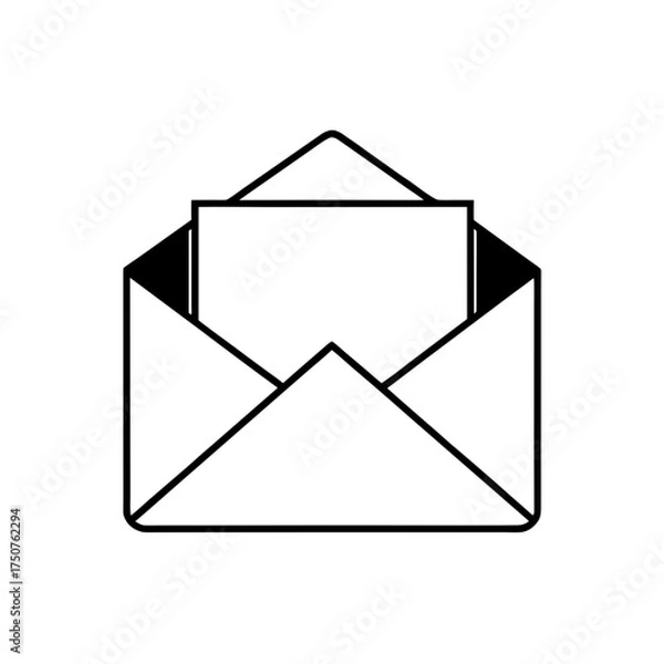 Fototapeta Open envelope with letter inside on transparent background