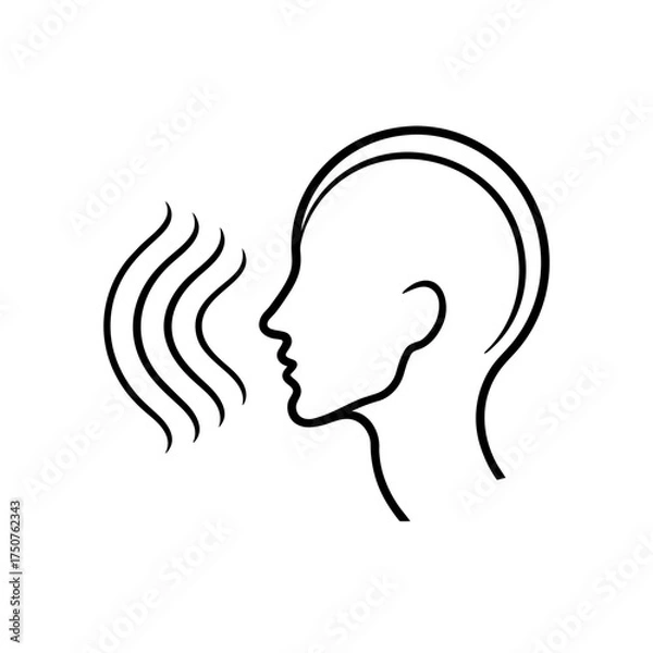 Fototapeta Outline of head with aroma near on transparent background