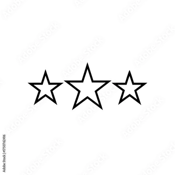 Fototapeta Three outlined stars in row on transparent background