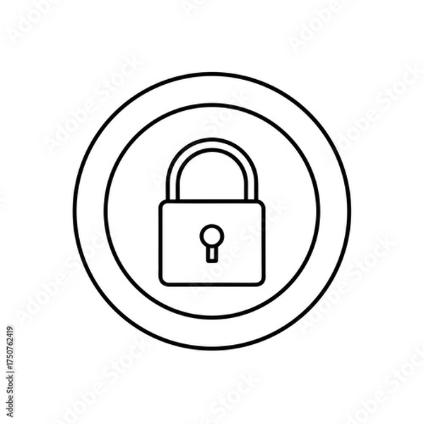 Fototapeta Padlock inside circular shape on transparent background