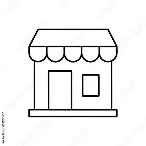 Fototapeta Outline drawing of a shopfront on transparent background