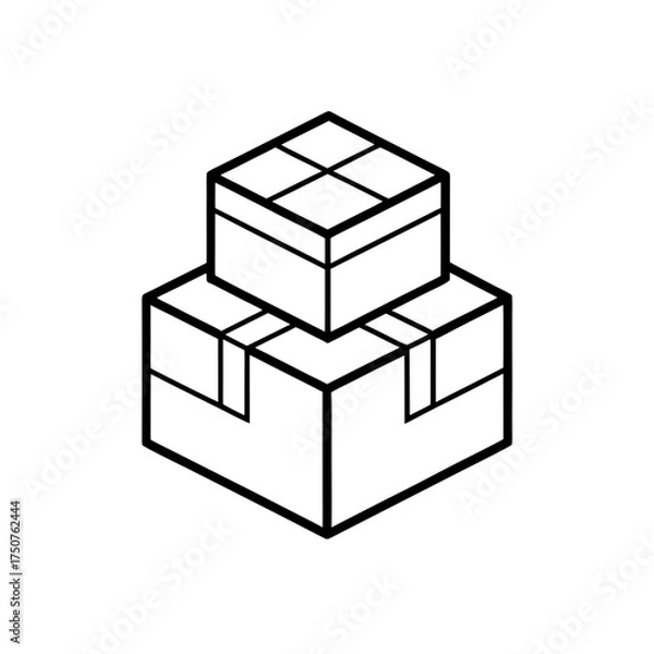 Fototapeta Stacked boxes isometric view on transparent background
