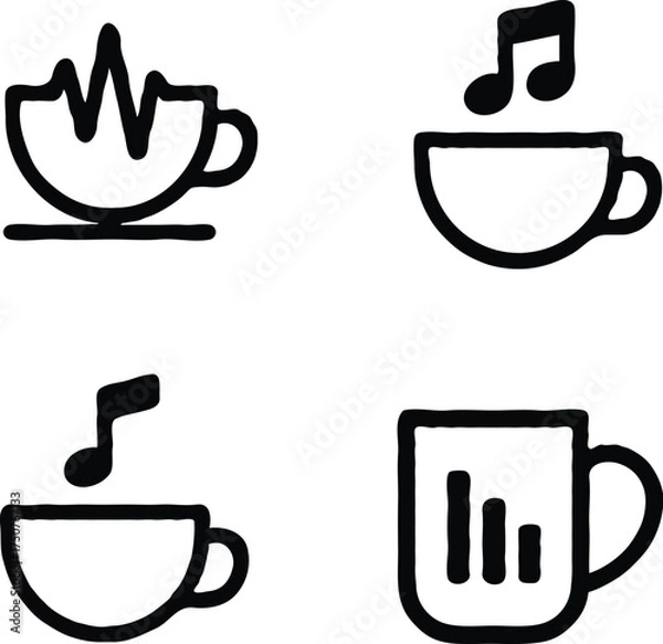 Obraz Clean black and white vector illustration of cup  icons like 1.eps