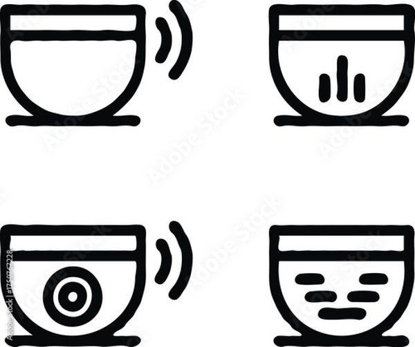 Obraz Clean black and white vector illustration of cup  icons like 3.eps