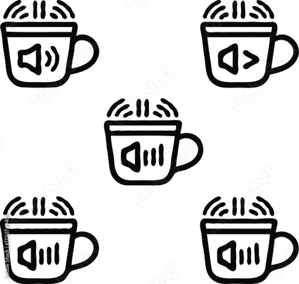 Obraz Clean black and white vector illustration of cup  icons like 5.eps