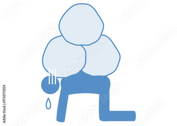 Obraz 石を背負う人・メンタルヘルスとプレッシャー・大きな問題やタスクに押しつぶされるビジネスパーソン