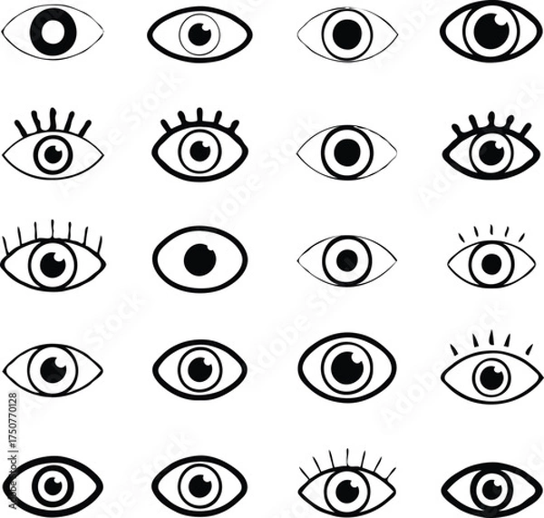Obraz Clean black and white vector illustration of eye icons like 1.eps