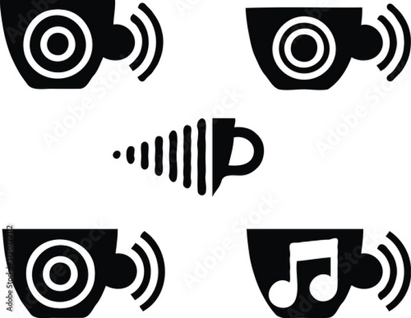 Obraz Clean black and white vector illustration of cup  icons like.eps