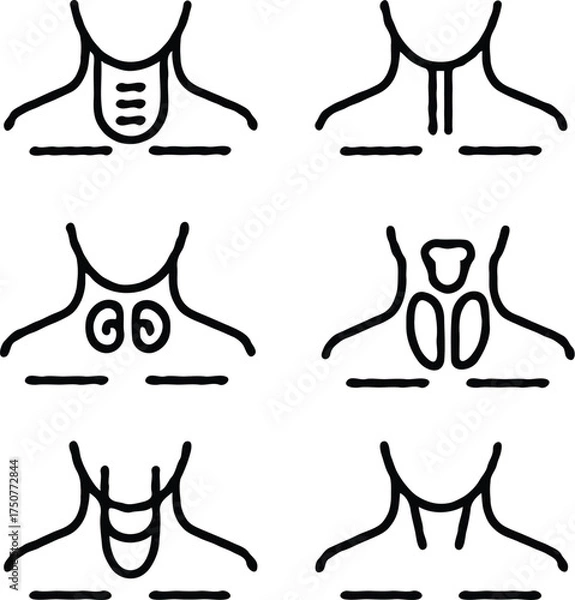Obraz Clean black and white vector illustration of throt icons like 3.eps