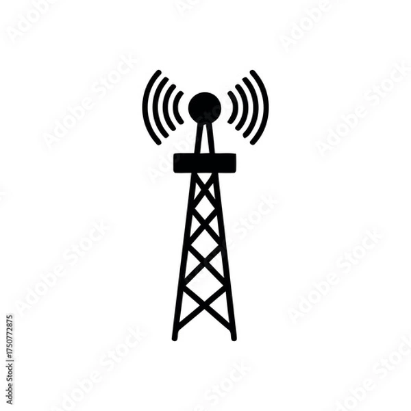 Obraz Signal Tower Icon – Minimal Wireless and Network Symbol