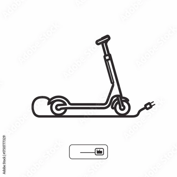 Obraz Simple electric scooter outline with a plug for various uses like tech blogs, urban transportation concepts, ecofriendly illustrations, or design projects.
