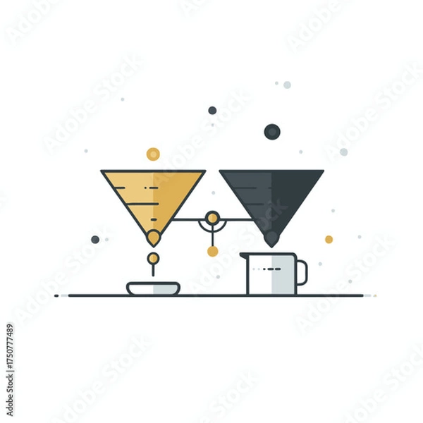 Obraz Two coffee filter brewing systems featuring a pourover and a drip coffee maker, suitable for coffee equipment product listings.