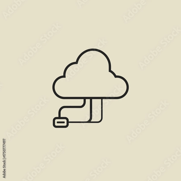 Obraz Cloud connected to a device cloud storage illustration suitable for technology concepts, data management, cloud services, online storage, and digital security.