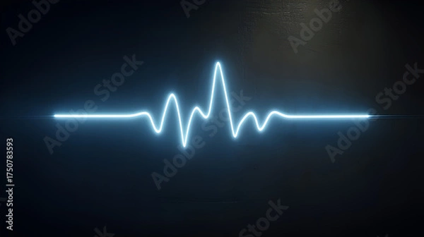 Obraz Dynamic pulse line with neon glow on dark backdrop conveying energy, rhythm, and vital signs for medical, technology, or health related projects