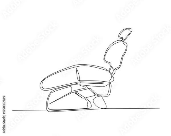 Obraz Dentist chair equipment outline illustration. Continuous line drawing of dentistry chair.