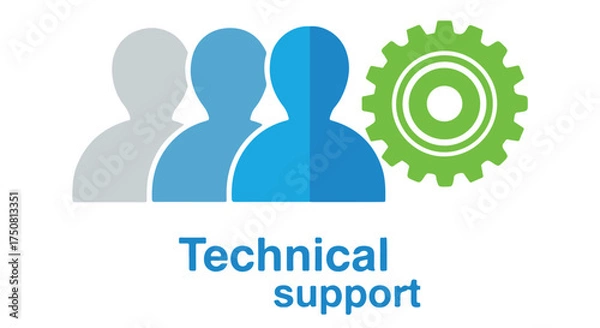Obraz Technical support team with gear icon isolated on transparent background