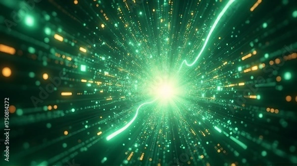 Obraz Futuristic glowing energy core explosion in space