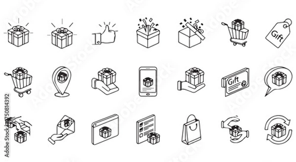 Obraz Gift and present related icons isolated on transparent background