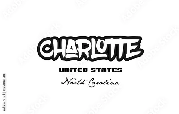Obraz United States charlotte north carolina city graffitti font typography design