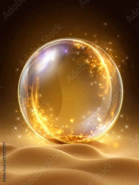 Fototapeta Glowing Orb of Light on Sandy Dunes.