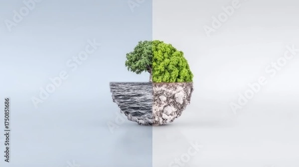Obraz Saving the future earth's half globe of life and resources nature's balance in a changing environment