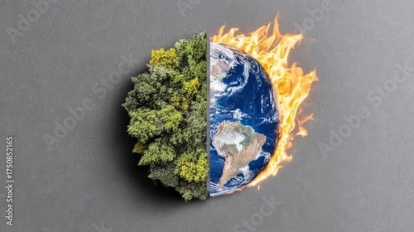 Obraz Saving the earth a vision of our future globe showcasing lush forests and environmental change
