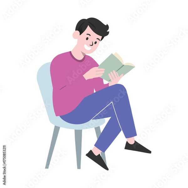 Fototapeta Reading Alone Vector Illustration Which can easily edit or modify