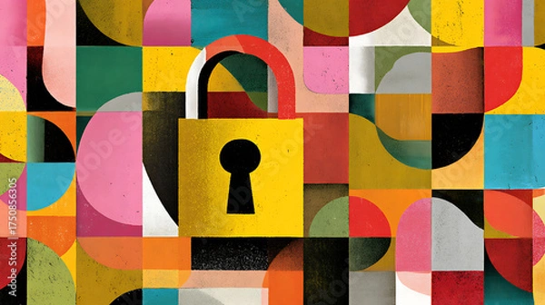 Obraz Security lock concept illustration colorful background