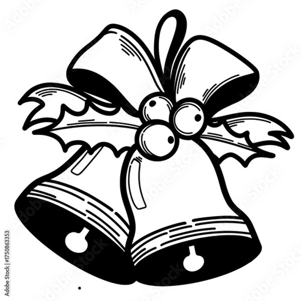 Obraz illustration bell bow doodle cute