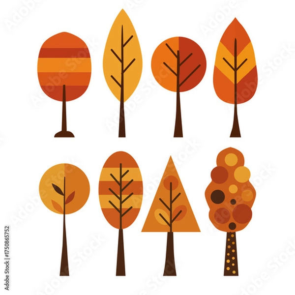 Obraz hand drawn autumn trees set