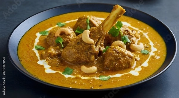 Fototapeta Delicious beef curry in a plate isolated