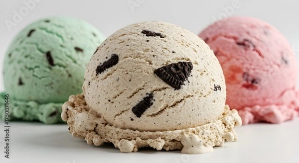 Fototapeta Delicious ice cream explosion, ice cream with nuts. Taste explosion