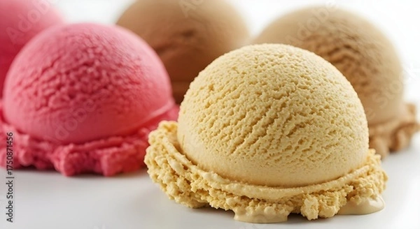 Fototapeta Delicious ice cream explosion, ice cream with nuts. Taste explosion