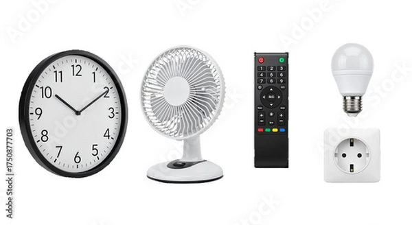 Obraz Common Household Electronics on White Background