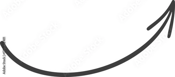 Obraz Hand-drawn arrow. Curved sketch and doodle of pointers. Thin circle scribble. Simple circular element