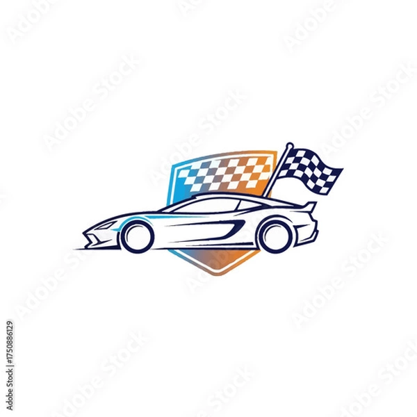 Fototapeta High-resolution AI EPS logo. Sports car silhouette isolated on white. Essential for commercial use, scalable branding, and event promotion.