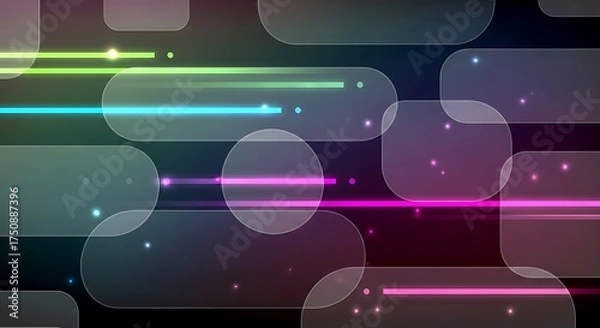 Fototapeta Dynamic and modern abstract design with vibrant neon lines and geometric shapes, perfect for tech, data, and futuristic concepts