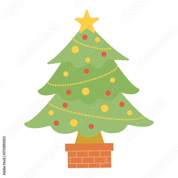 Obraz ふんわり優しい色合いのクリスマスツリーのベクターイラスト