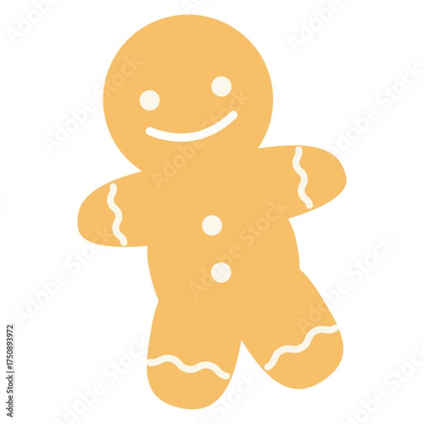 Obraz シンプルで可愛いクリスマスのジンジャーブレッドマンのイラスト