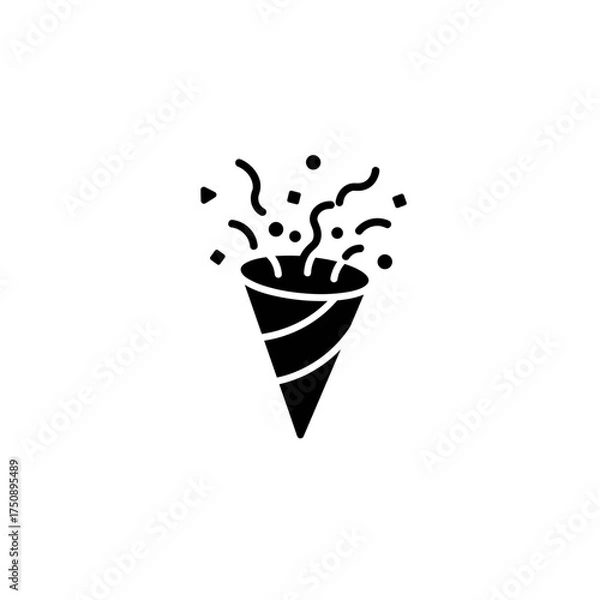 Fototapeta Party popper icon in black for celebration and festive design