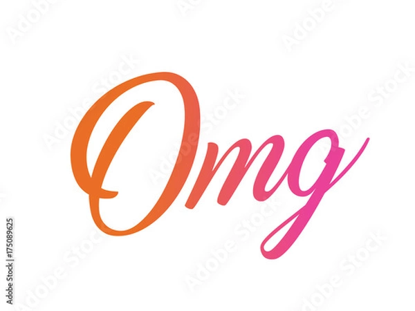 Fototapeta Colorful gradient isolated hand writing word OMG