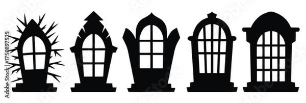 Fototapeta Spooky Silhouette Windows: An array of unique window silhouettes, evoking a sense of mystery and foreboding, perfect for adding a touch of eerie charm.