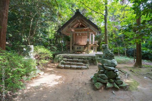 Fototapeta 氣多大社の奥宮と森に佇む社　静寂と神秘に包まれた神域