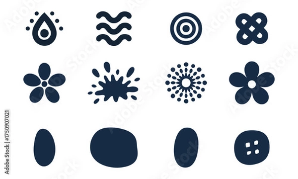 Obraz Minimalist Nature-Inspired Icons Featuring Plants, Animals, and Patterns