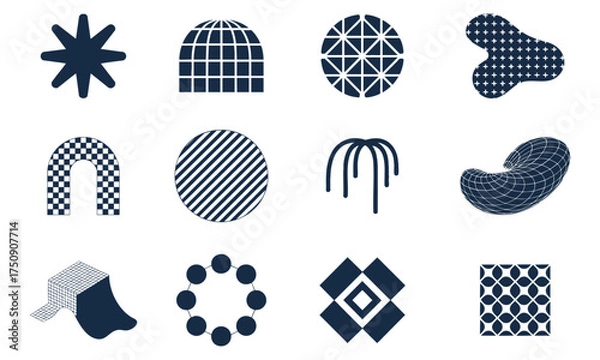 Obraz Abstract Geometric Icons with Radial, Mesh, and Patterned Designs